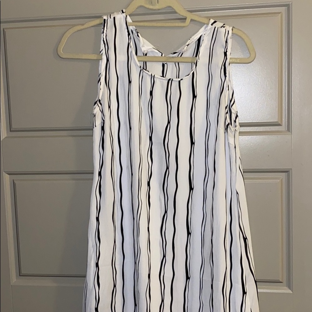 Black & white vertical striped dress